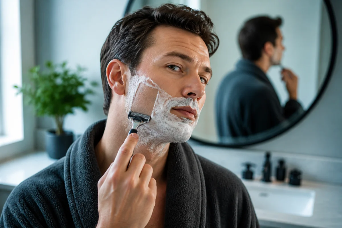 dans quel sens se raser la barbe